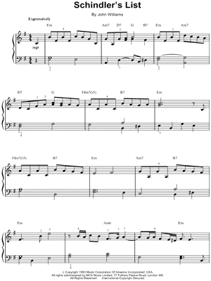 Schindlers List Easy Sheet Music